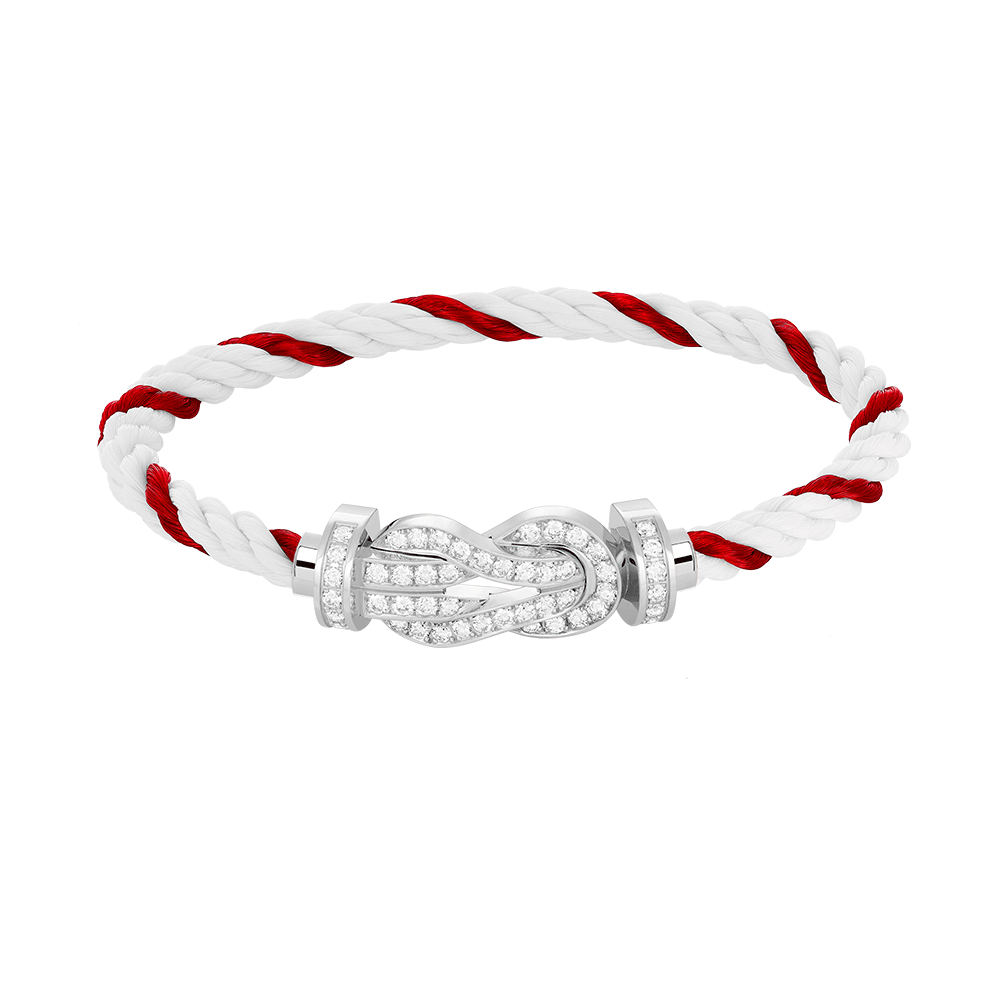 Großes Achter-Schnallen-Armband, komplett mit Diamanten, Weißgold