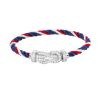 Large 8-Figure Buckle Full Diamond Bracelet -White Gold