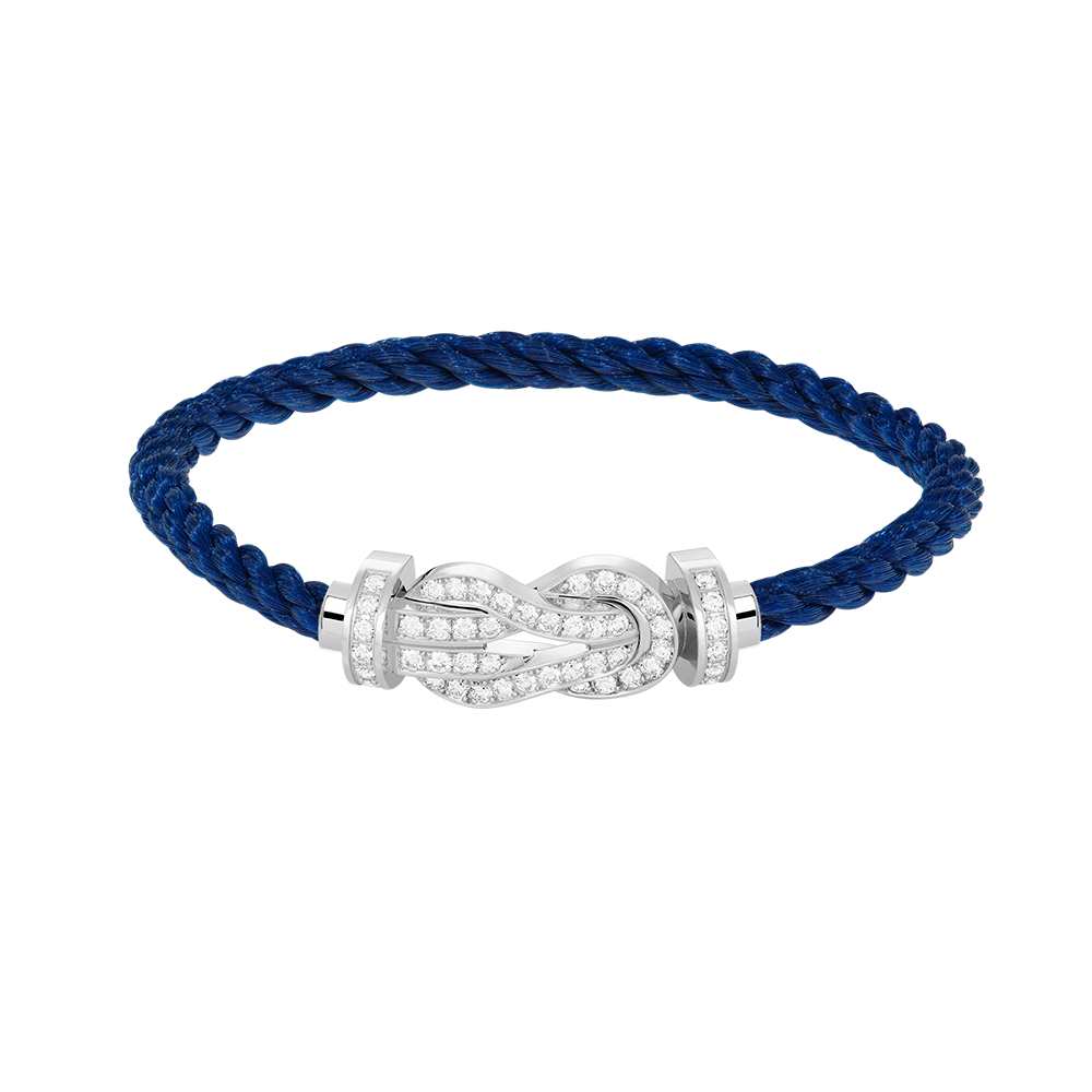 Large 8-Figure Buckle Full Diamond Bracelet -White Gold