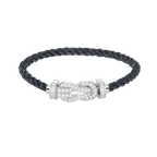 Large 8-Figure Buckle Full Diamond Bracelet -White Gold