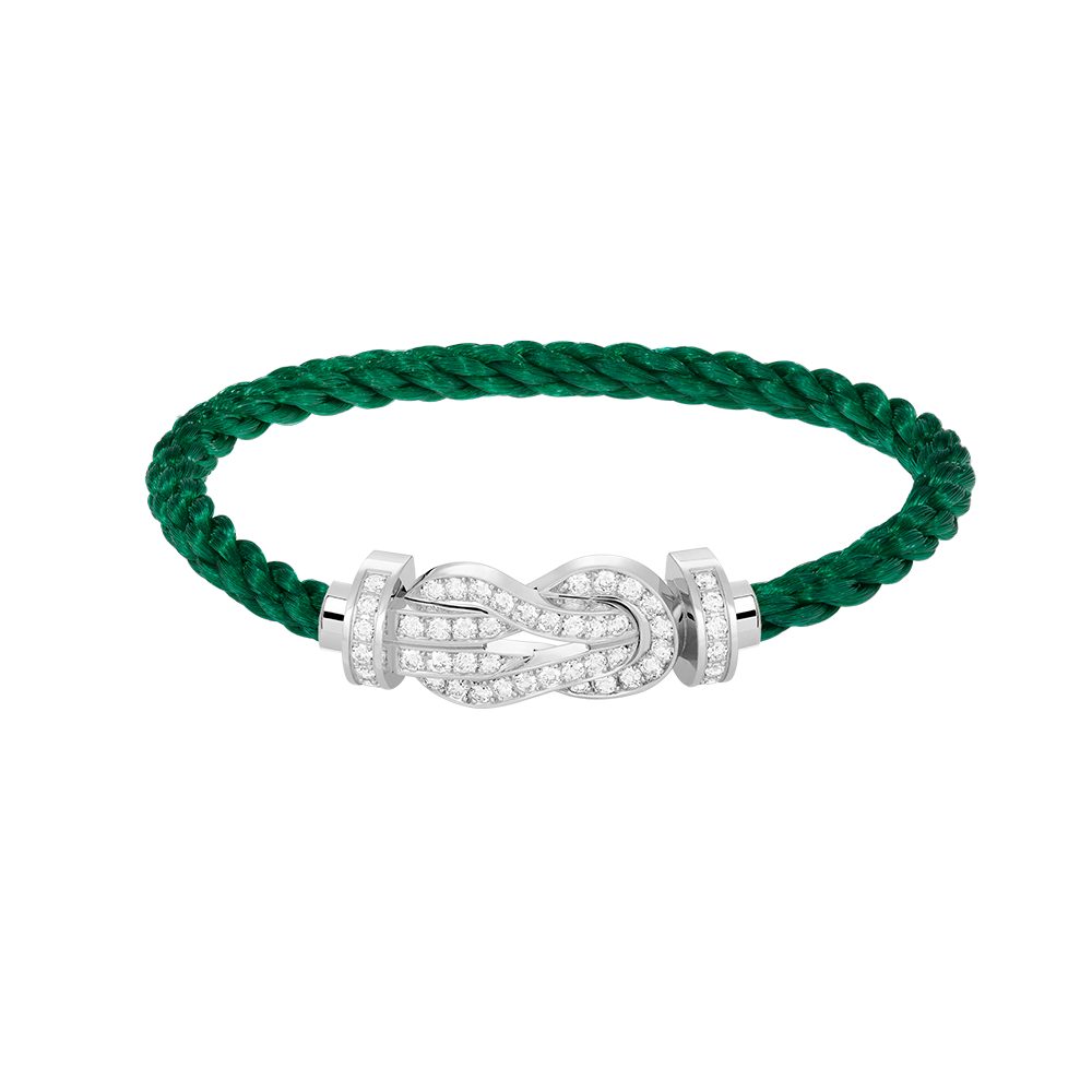 Großes Achter-Schnallen-Armband, komplett mit Diamanten, Weißgold
