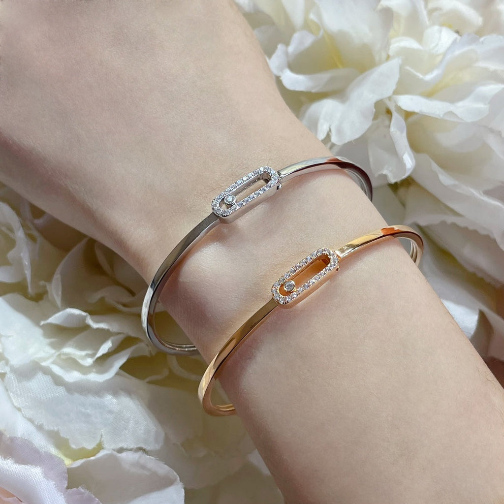 Move Uno Pavé Flex Armreif (Größe M) – Kinetische Diamant-Brillanz – Flexibler Luxus