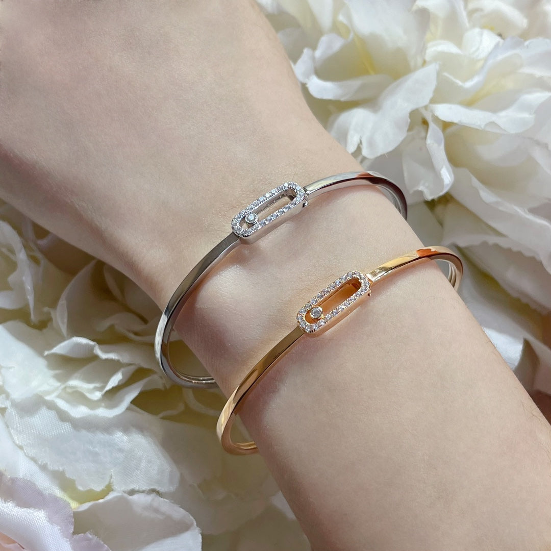 Move Uno Pavé Flex Armreif (Größe M) – Kinetische Diamant-Brillanz – Flexibler Luxus