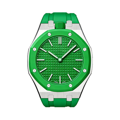 Eiche Pop Grün Stahl Silikonarmband