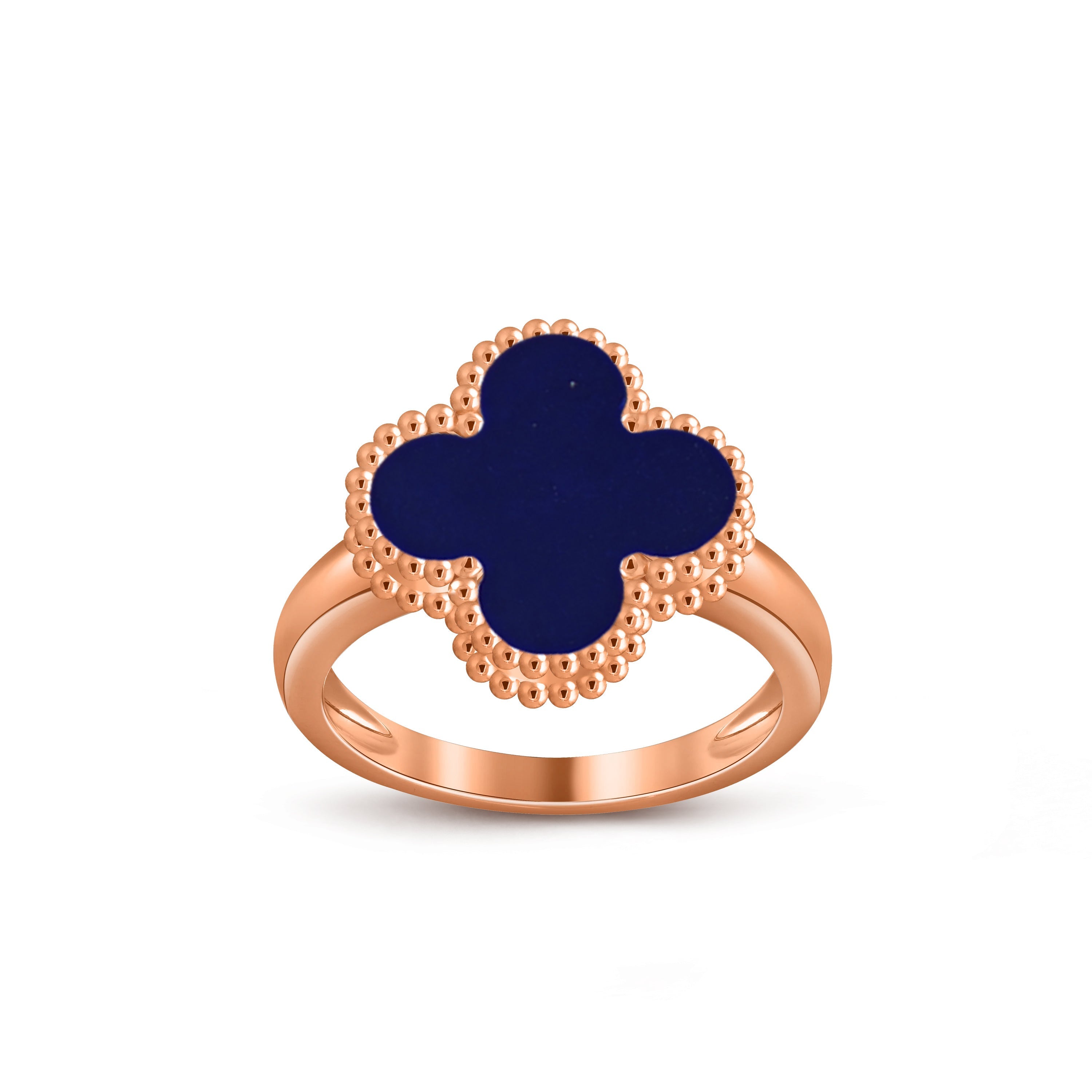 Glücks-Klee-Ring aus Roségold im Vintage-Stil – Luxuriöse Edelsteinkollektion