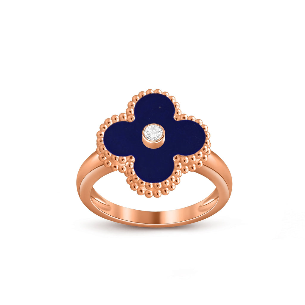 Glücksklee-Ringkollektion aus Roségold mit Diamantakzent