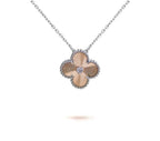 15mm Kleeblatt-Anhänger-Halskette – Signature Kollektion aus Naturstein und Weißgold