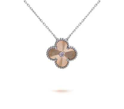 15mm Kleeblumen-Anhänger-Halskette Weißgold-Kollektion