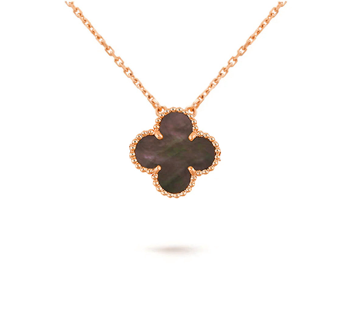 15mm Clover Flower Pendant Necklace - Natural Gemstone Signature Collection