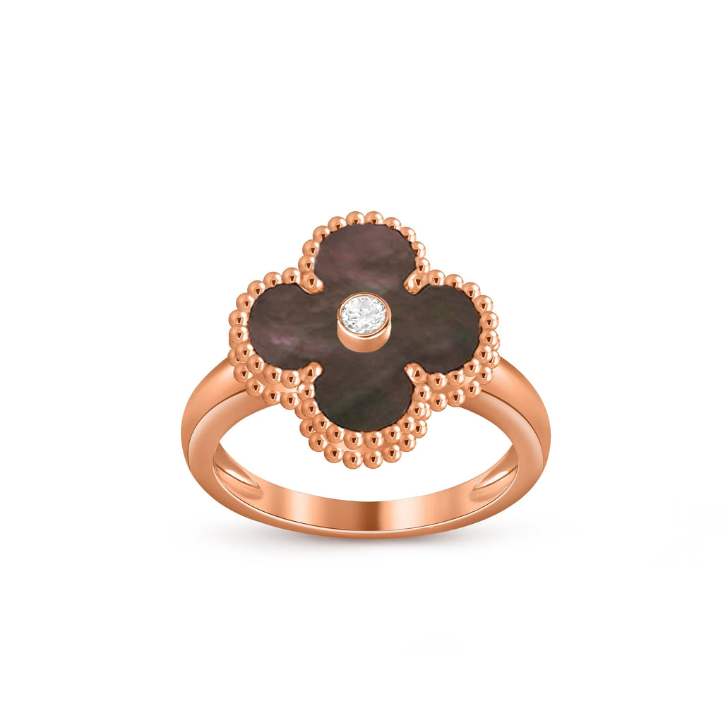 Glücksklee-Ringkollektion aus Roségold mit Diamantakzent