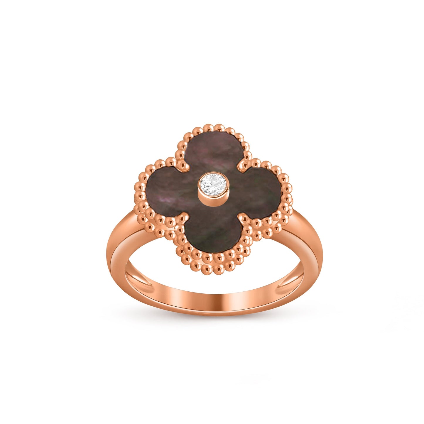 Glücksklee-Ringkollektion aus Roségold mit Diamantakzent