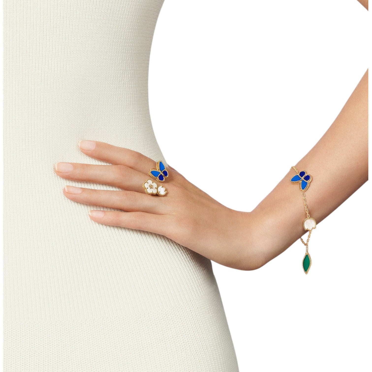 Springtime Enchantment Butterfly & Floral Charm Bracelet - Multi-Element