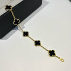 Lucky Clover 5-Motiv Armband – Black Onyx Kollektion
