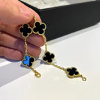 Lucky Clover 5-Motiv Armband – Black Onyx Kollektion