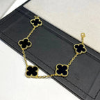 Lucky Clover 5-Motiv Armband – Black Onyx Kollektion