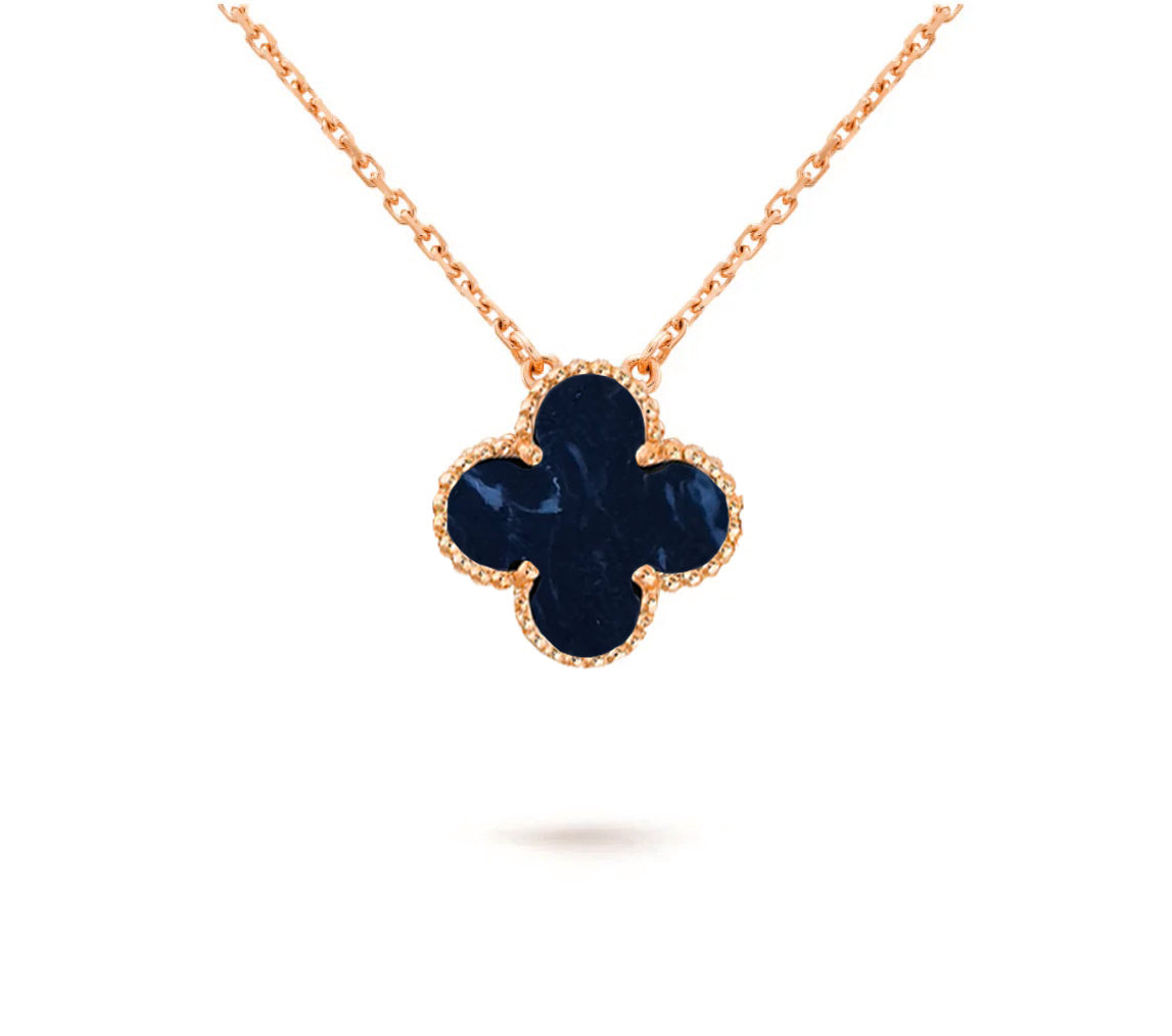 15mm Clover Flower Pendant Necklace - Natural Gemstone Signature Collection