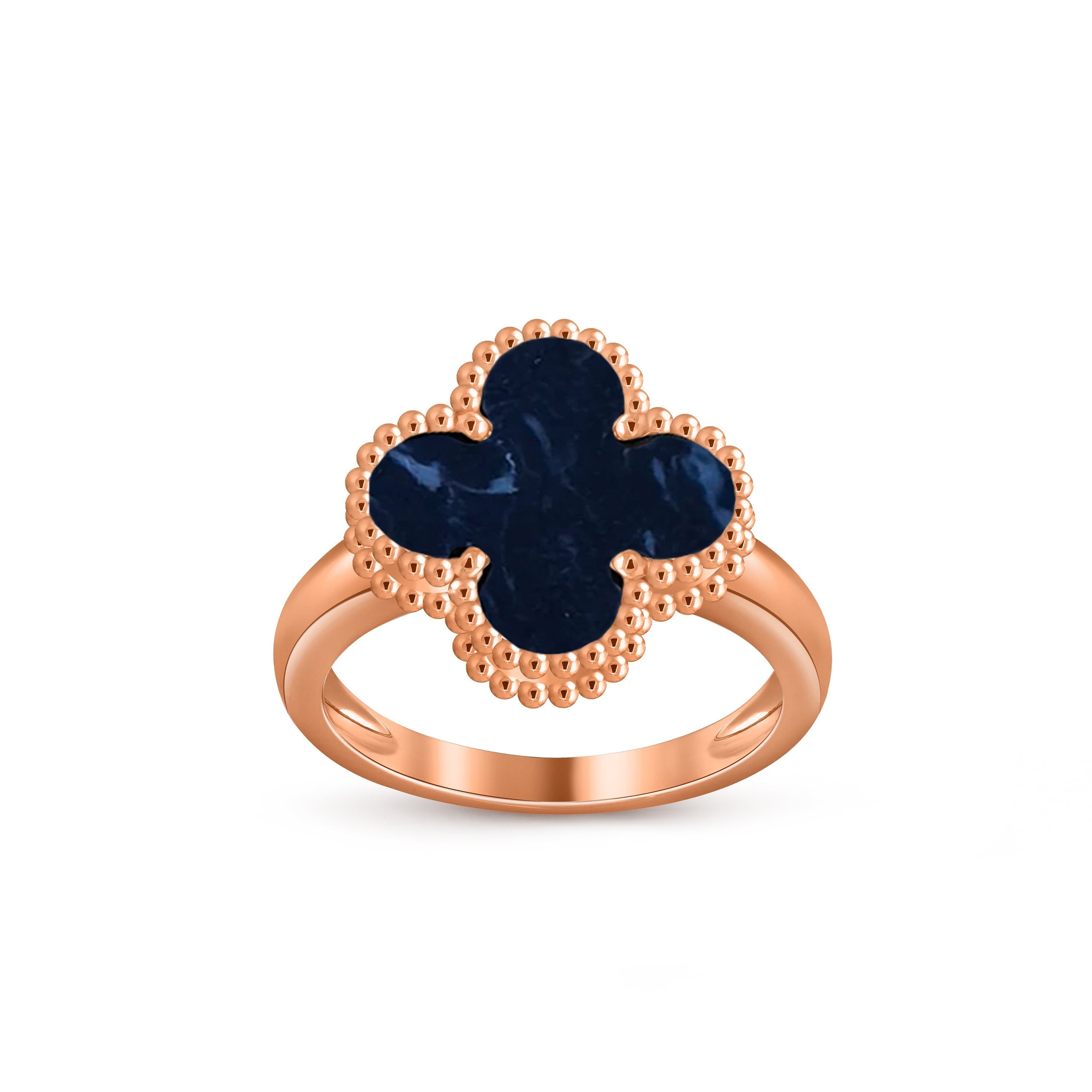 Glücks-Klee-Ring aus Roségold im Vintage-Stil – Luxuriöse Edelsteinkollektion