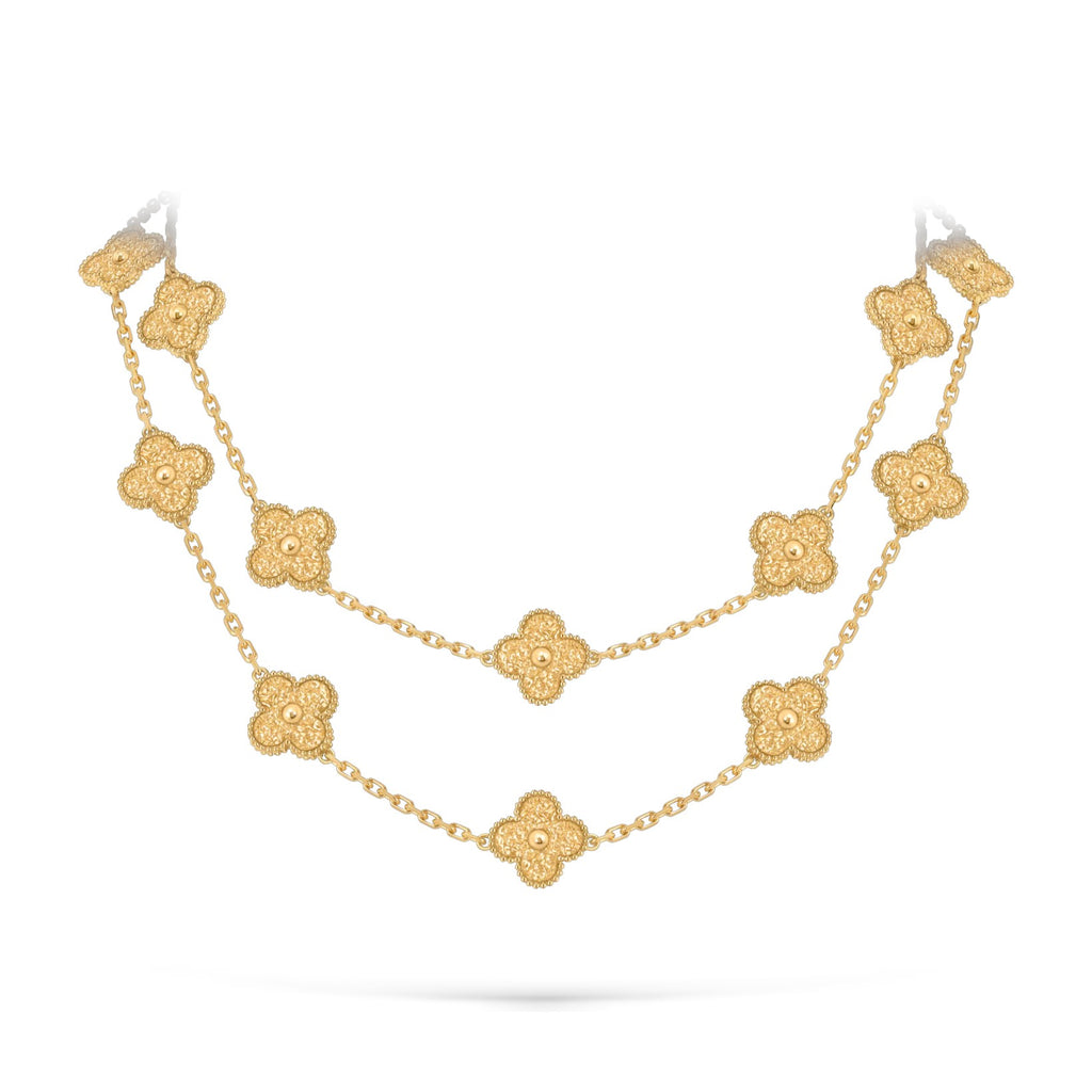 Klassische 20-Motiv Kleeblatt-Halskette Gold-Kollektion