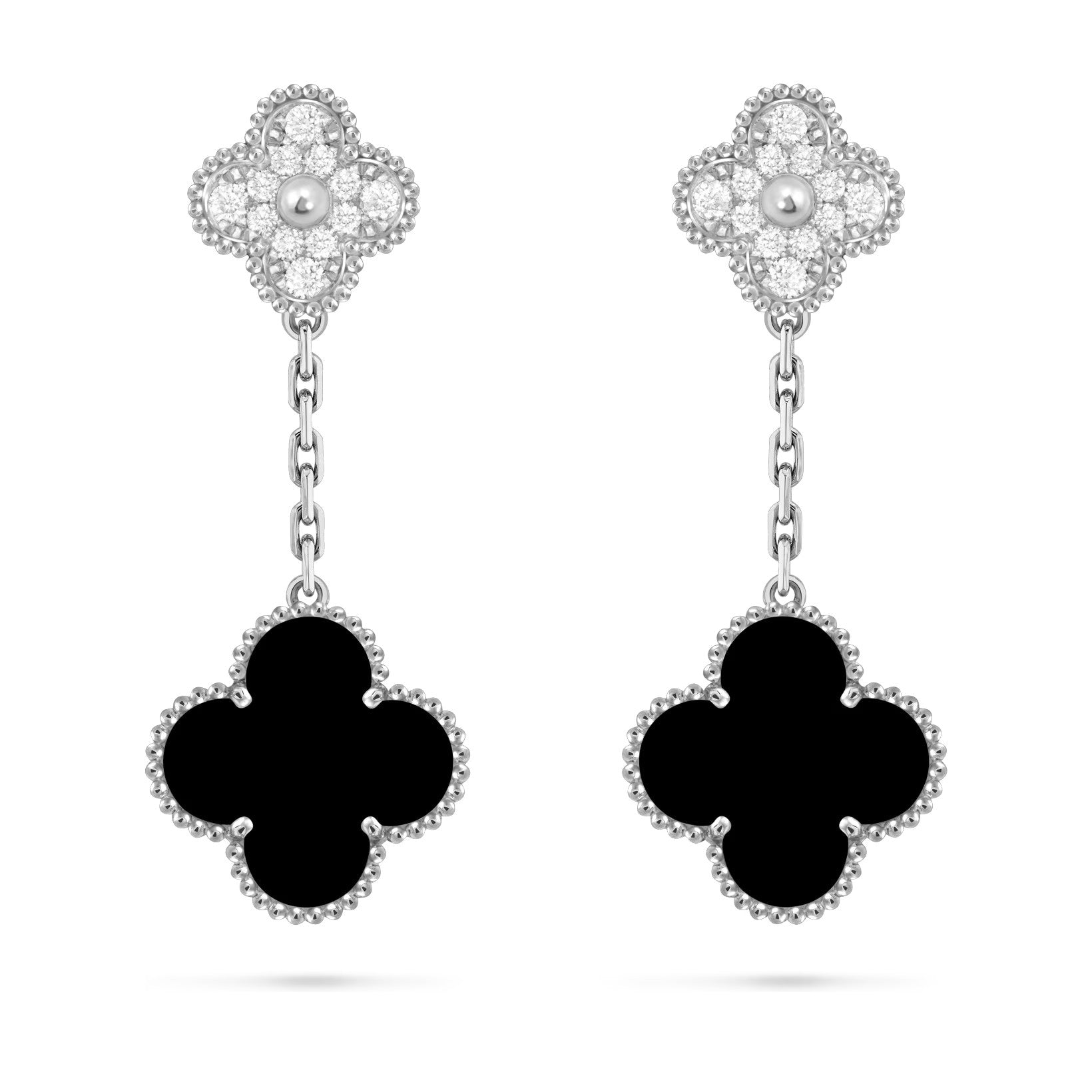 Clover Dual-Motif Statement Stud Earrings - Signature Double-Charm Design Collection