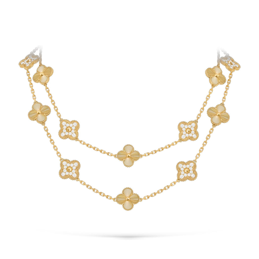 Klassische 20-Motiv Kleeblatt-Halskette Gold-Kollektion