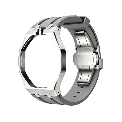 Eiche Pop Grau Stahl Silikonarmband