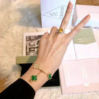 Lucky Clover 5-Motif Bracelet - Malachite Collection