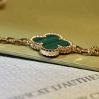Lucky Clover 5-Motif Bracelet - Malachite Collection