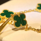 Lucky Clover 5-Motif Bracelet - Malachite Collection