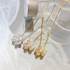 Pavé Diamond Flower Charm Necklace