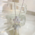 Pavé Diamond Flower Charm Necklace