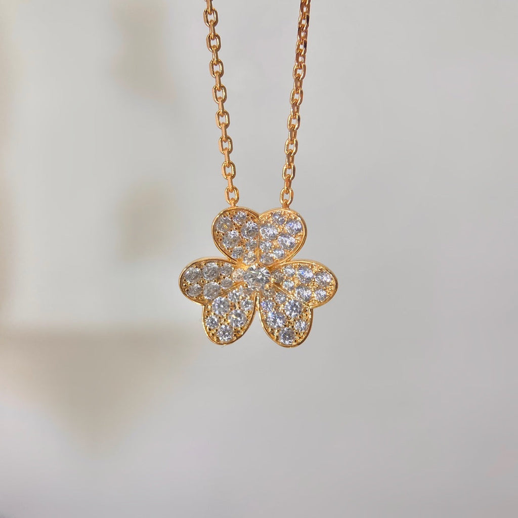 Pavé Diamond Flower Charm Necklace