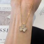 Pavé Diamond Flower Charm Necklace