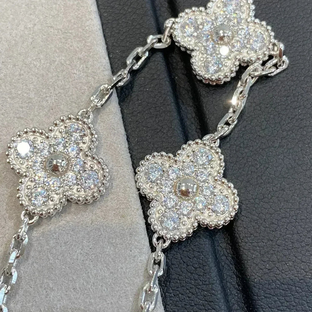 Lucky Clover 5-Motif Bracelet - Full-Diamond
