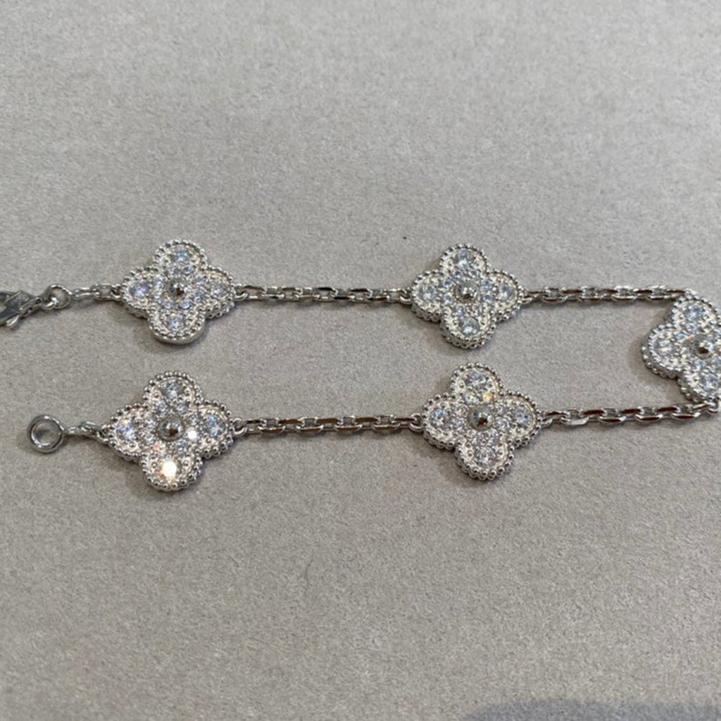 Lucky Clover 5-Motif Bracelet - Full-Diamond