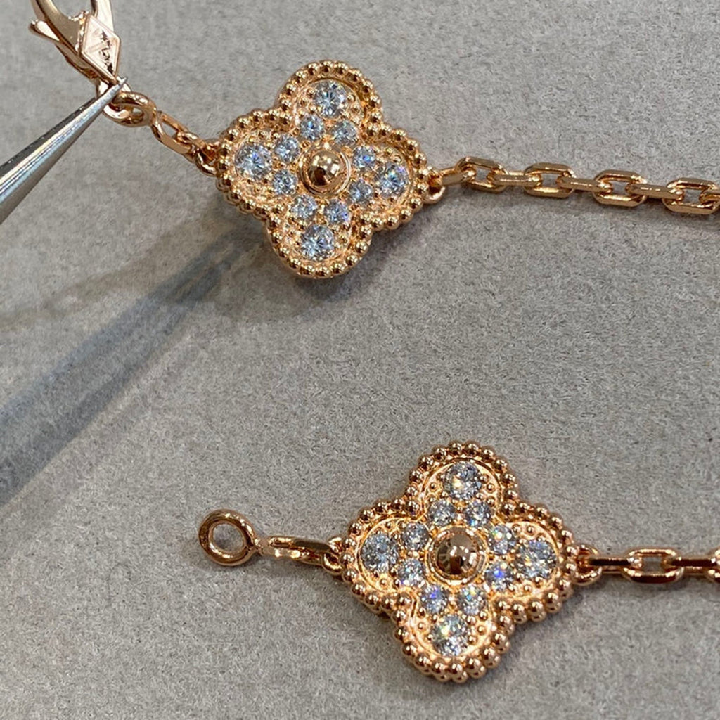 Lucky Clover 5-Motif Bracelet - Full-Diamond