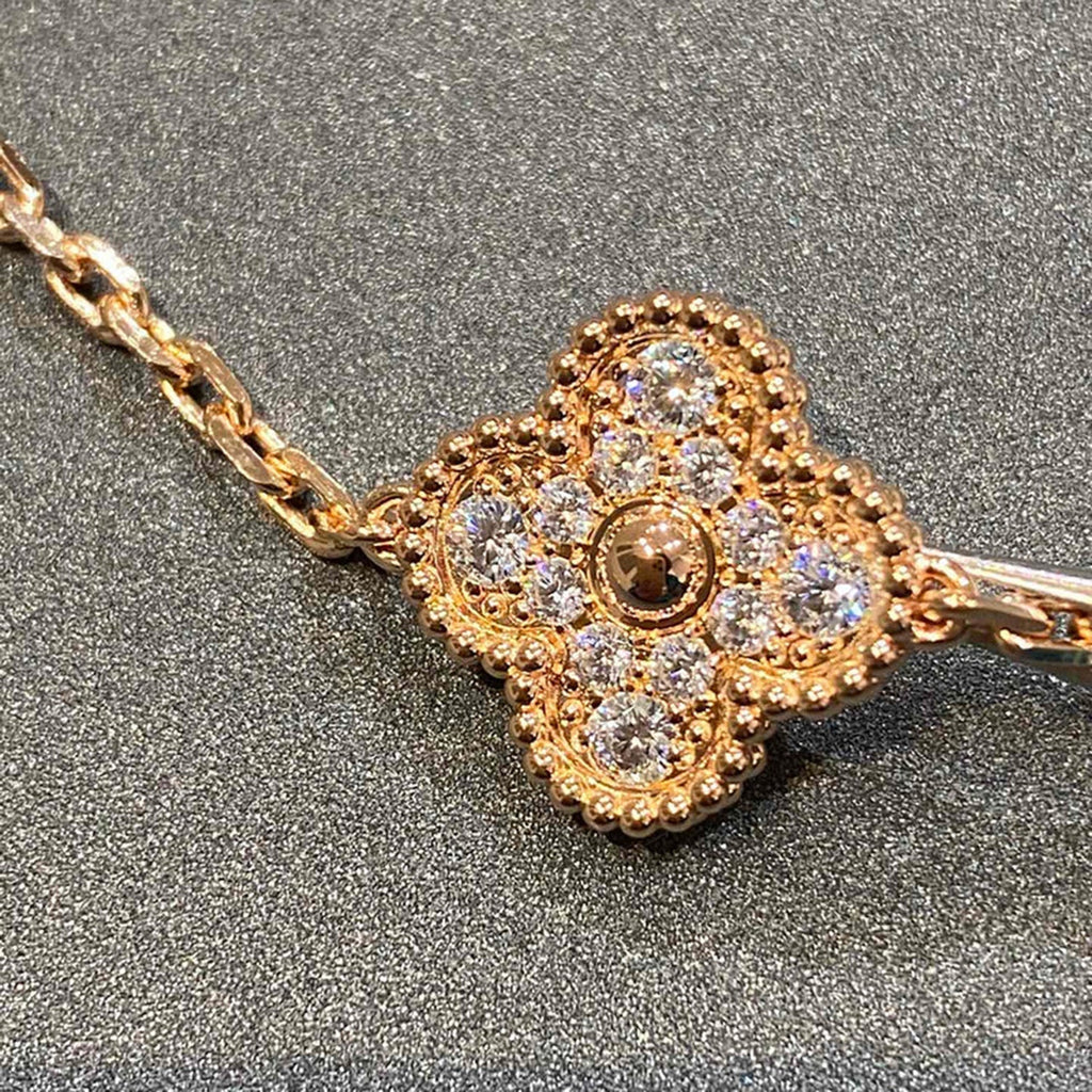 Lucky Clover 5-Motif Bracelet - Full-Diamond