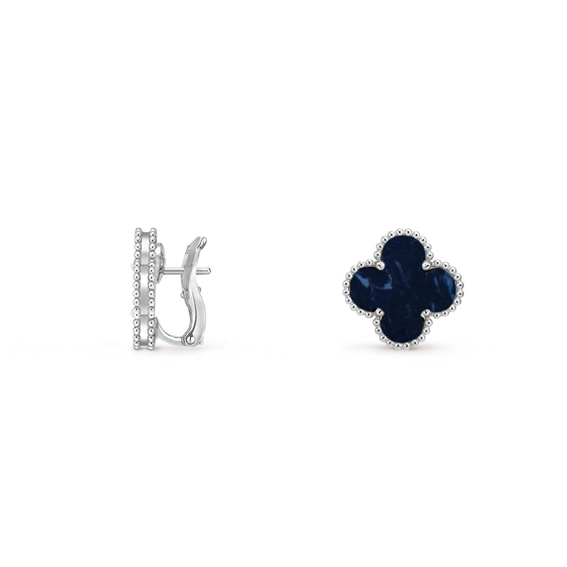15mm Clover Flower Stud Earrings - Signature-White Gold Collection