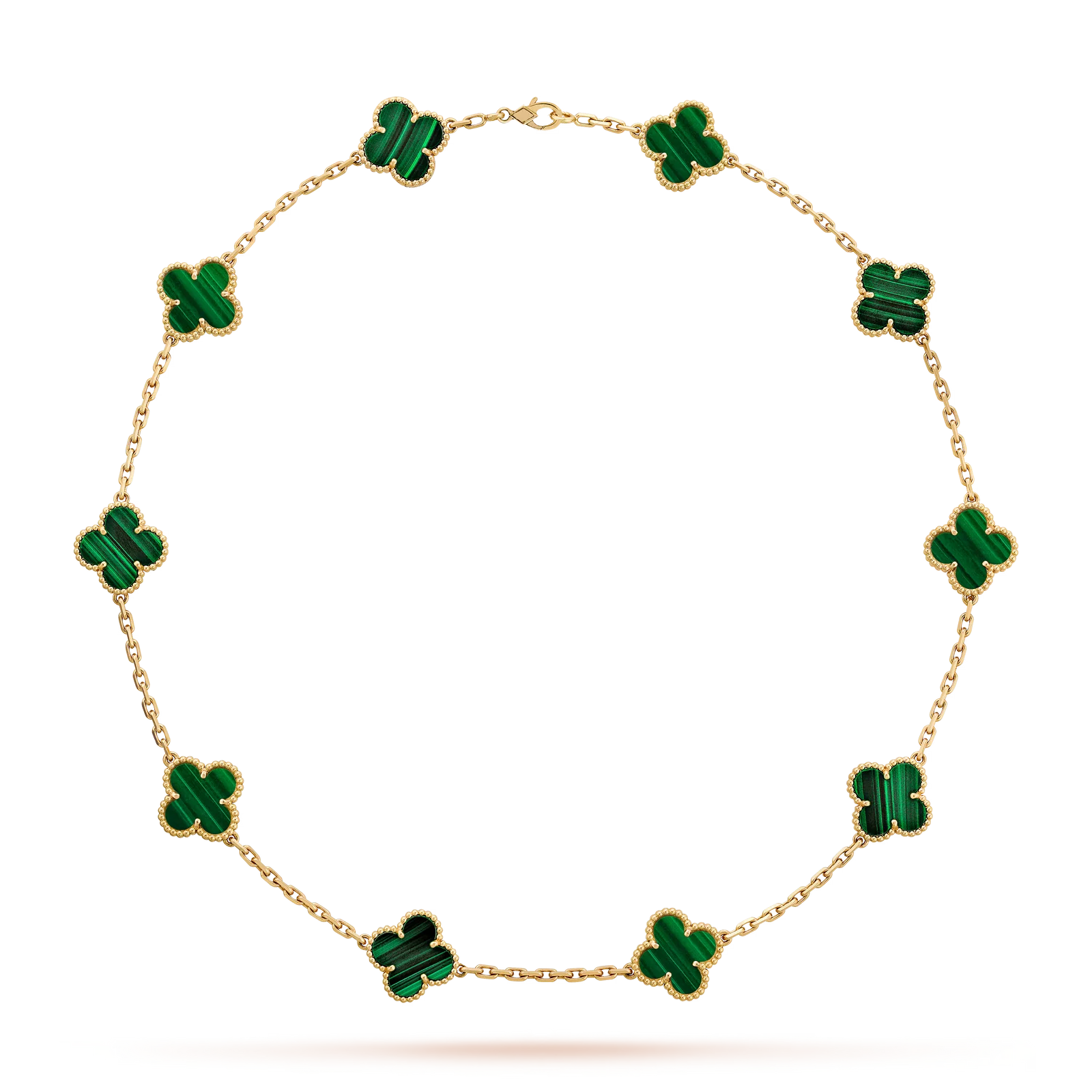 Classic Lucky 10-Motif Clover Necklace - 10-Flower Statement Chain Gold Collection