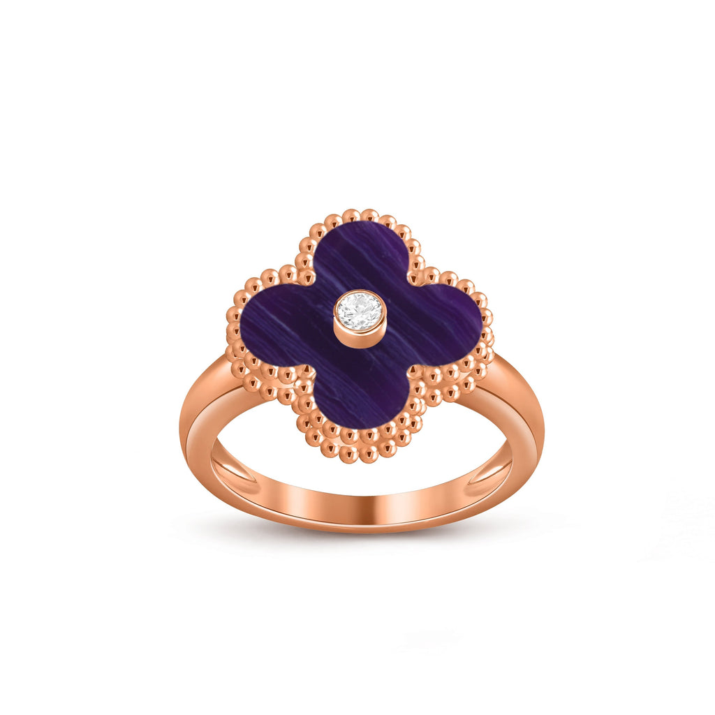 Glücksklee-Ringkollektion aus Roségold mit Diamantakzent