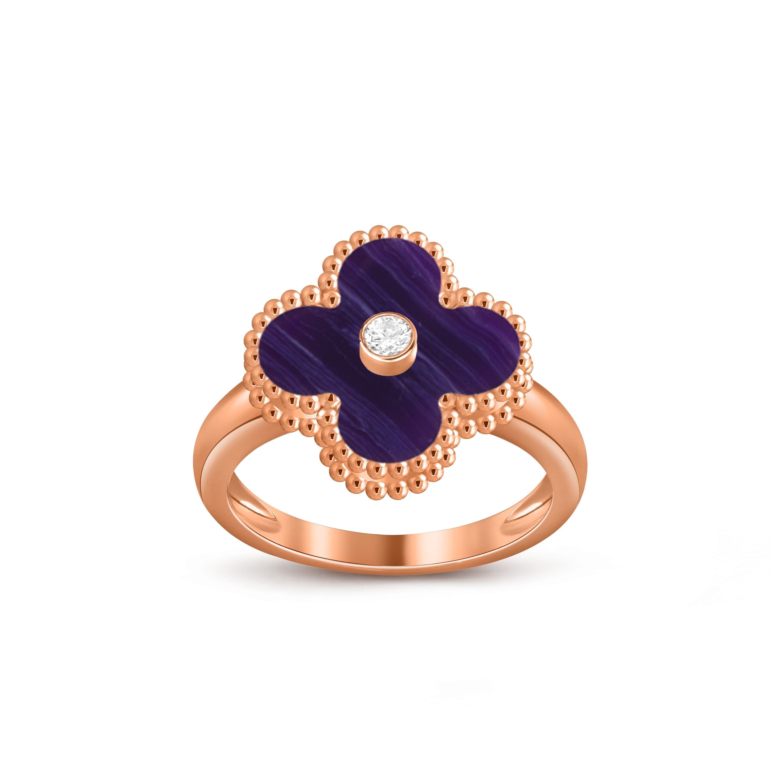 Lucky Clover Diamant-Akzent Roségoldring – Luxuriöse Edelsteinkollektion