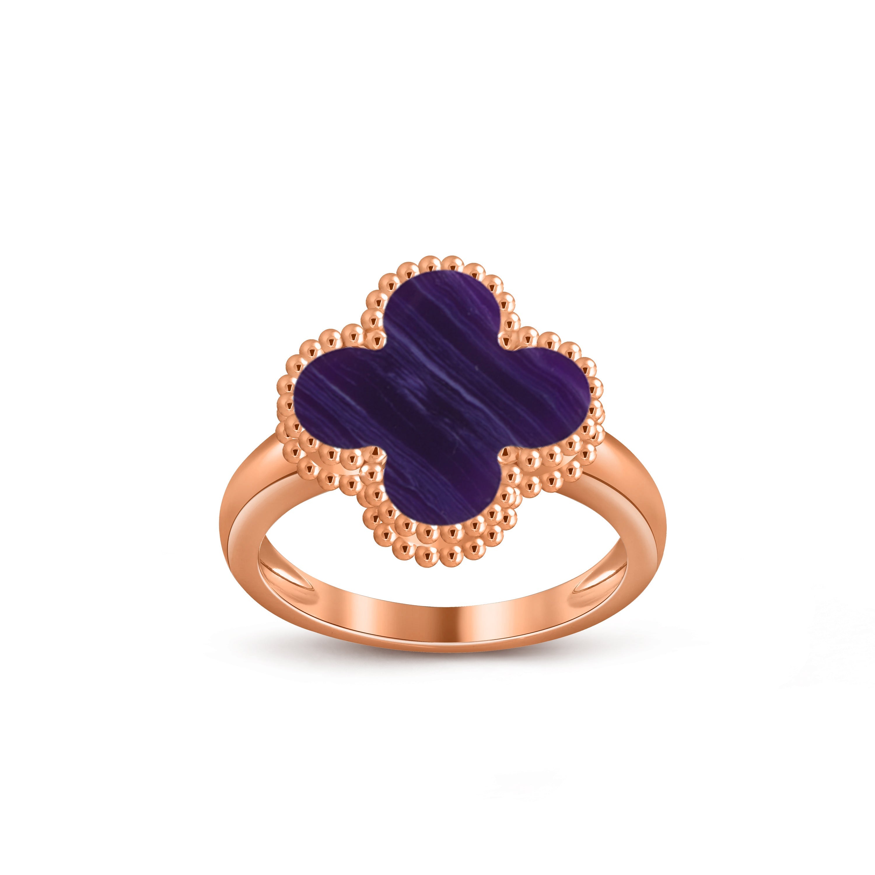 Glücks-Klee-Ring aus Roségold im Vintage-Stil – Luxuriöse Edelsteinkollektion