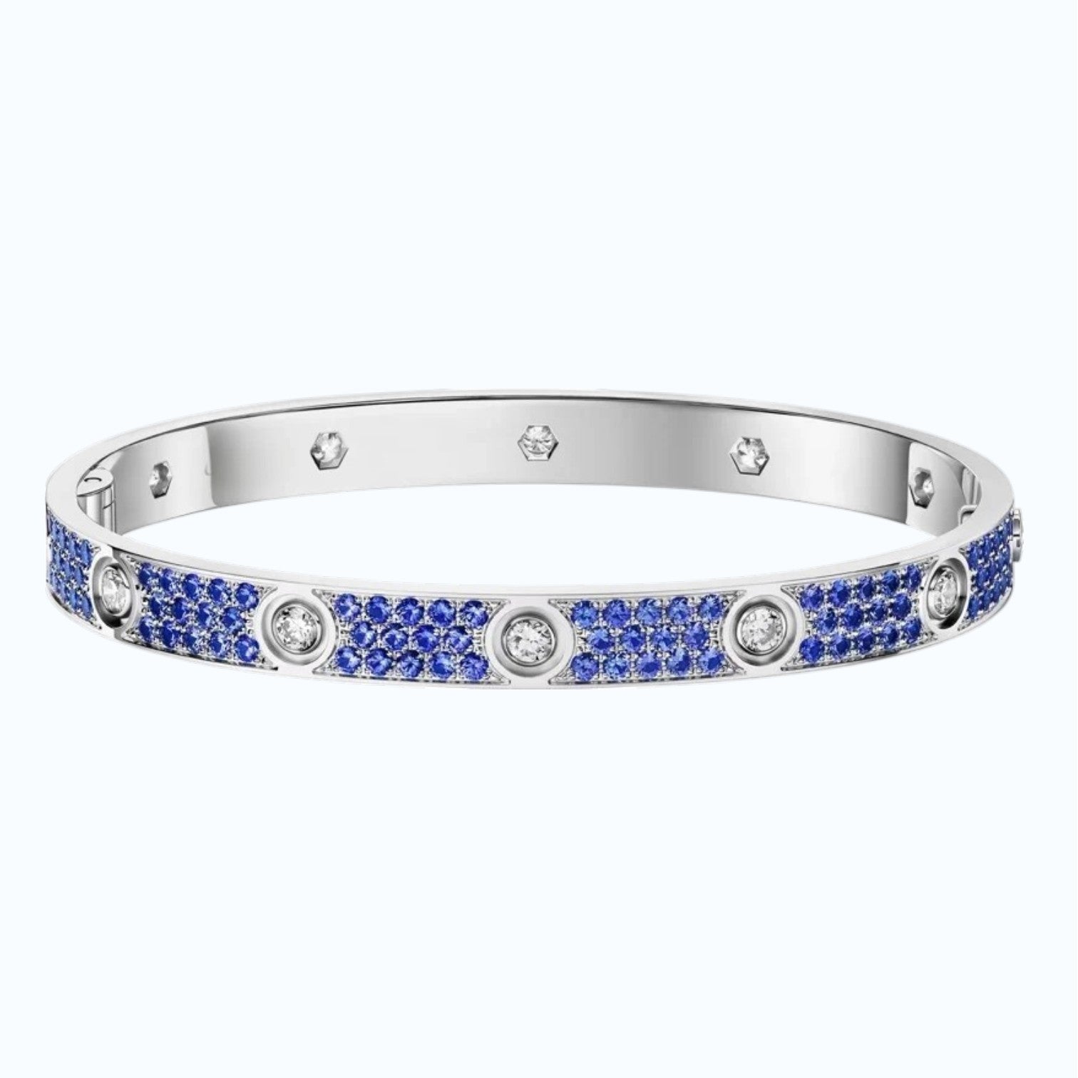 Klassischer 6,1 mm Liebesarmreif – 10-Diamanten-Vollpavé-Energiematrix