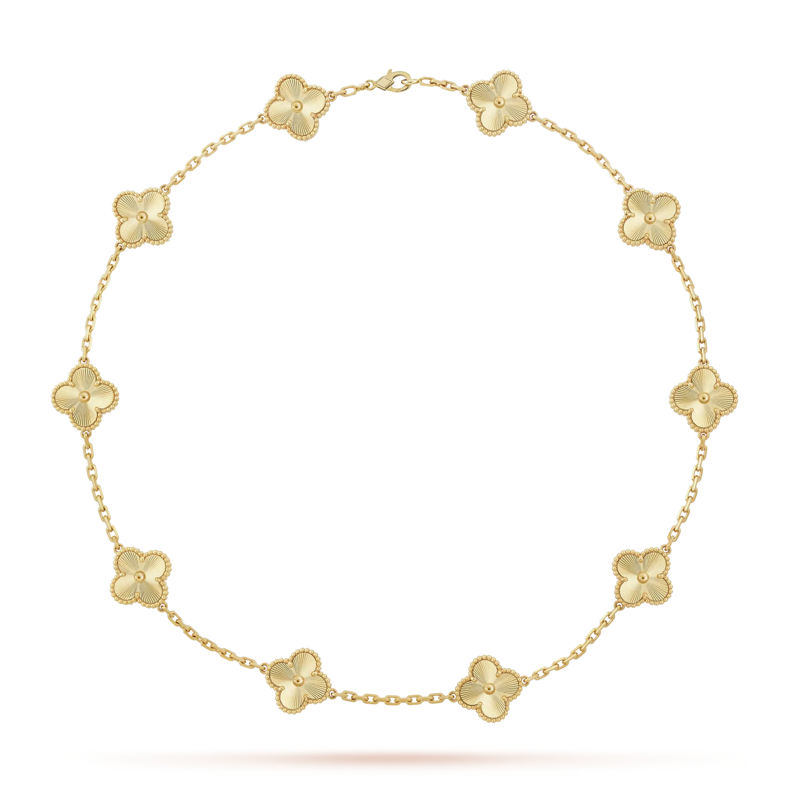 Classic Lucky 10-Motif Clover Necklace - 10-Flower Statement Chain Gold Collection