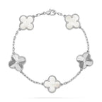 Glückliches 5-Motiv Kleeblattarmband - Natur Perlmutt