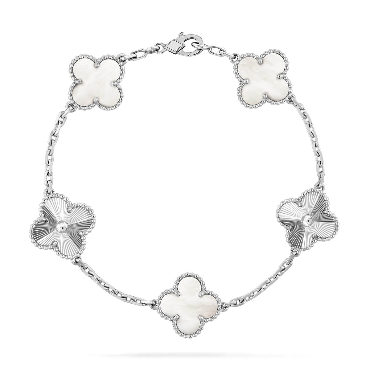 Lucky 5-Motif Clover Bracelet - Natural Mother of Pearl