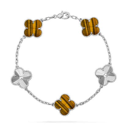 Lucky Clover 5-Motif Bracelet -  Tiger’s Eye Collection