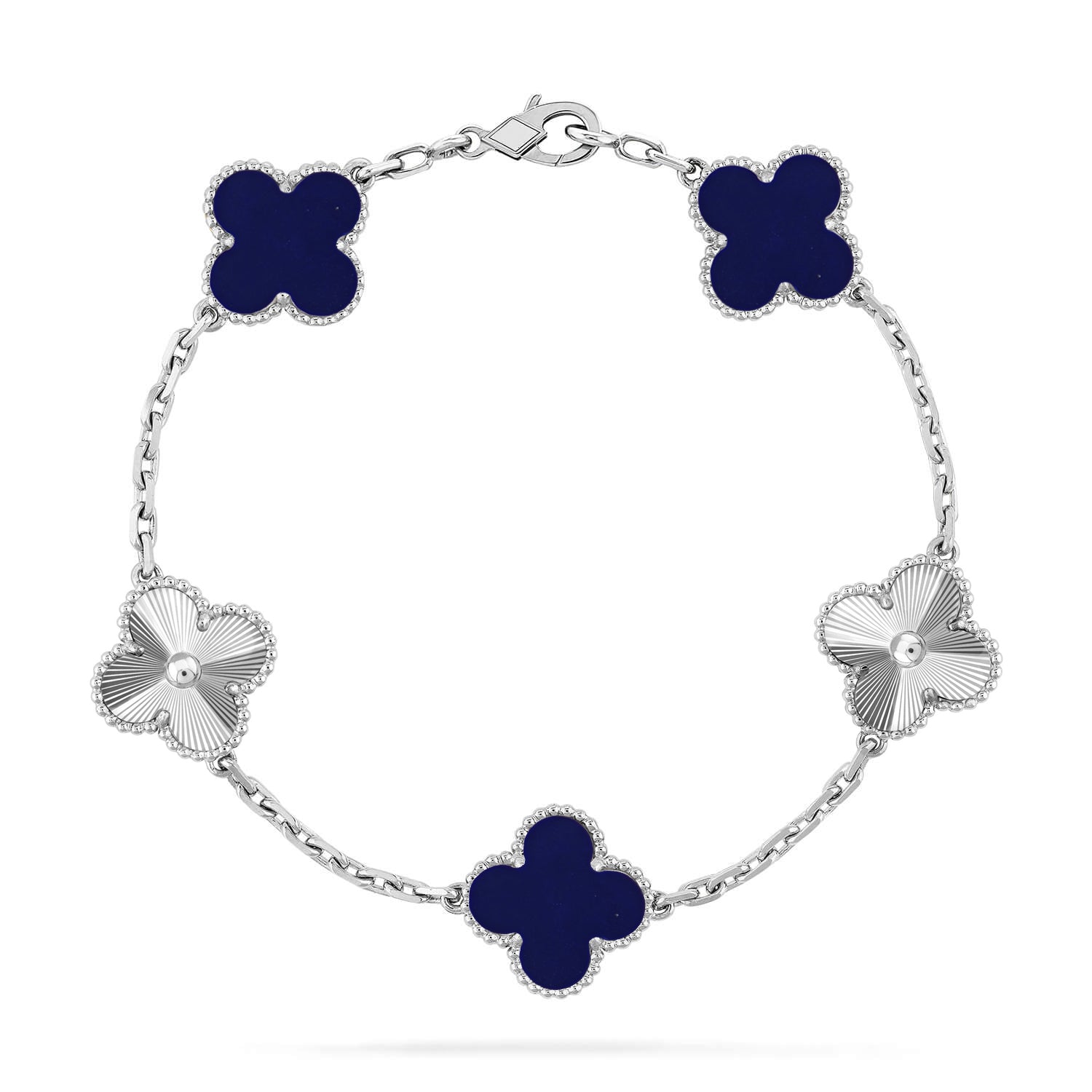 Lucky 5-Motif Clover Wisdom Bracelet - Natural Lapis Lazuli Gemstone