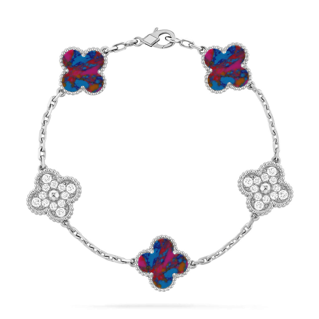 Glücksklee-Armband mit 5 Motiven – Multi-Edelstein-Kollektion