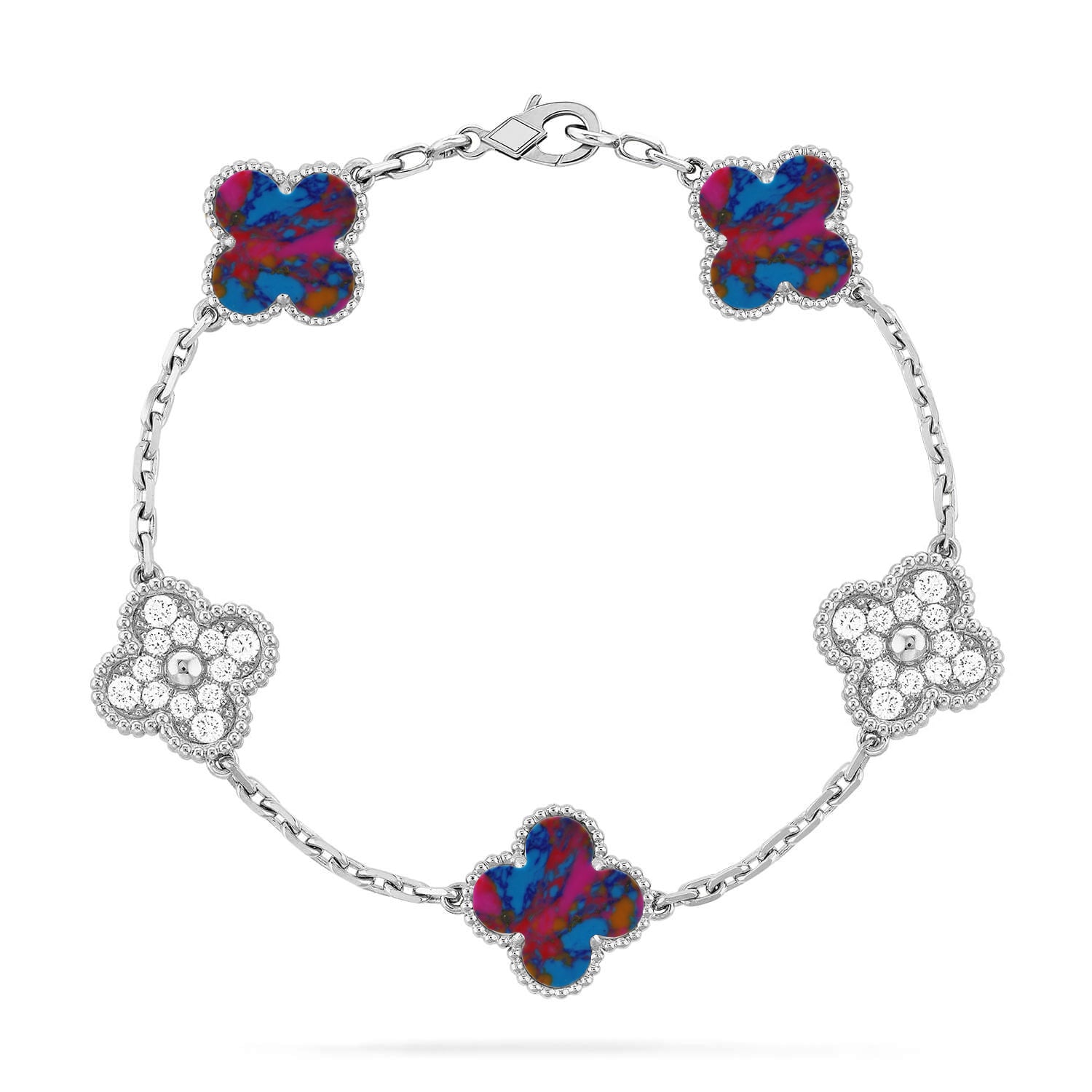 Glücksklee-Armband mit 5 Motiven – Multi-Edelstein-Kollektion