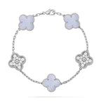 Lucky 5-Motif Clover Serenity Bracelet - Natural Violet Gemstone